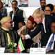 Britain’s then foreign secretary Boris Johnson (R) speaks with King Mohammed VI of Morocco (L) during the 5th African Union – European Union summit in Abidjan, Ivory Coast in 2017